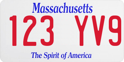 MA license plate 123YV9