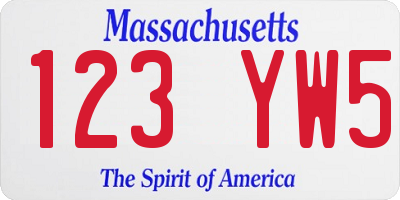 MA license plate 123YW5