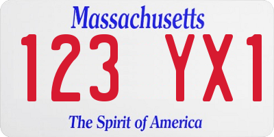 MA license plate 123YX1