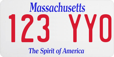 MA license plate 123YY0