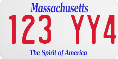 MA license plate 123YY4