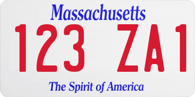 MA license plate 123ZA1