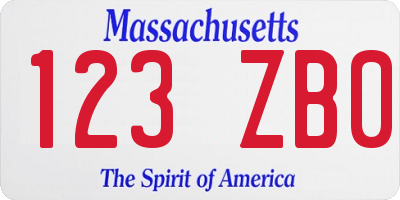 MA license plate 123ZB0