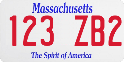MA license plate 123ZB2