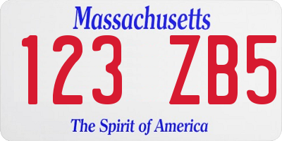 MA license plate 123ZB5