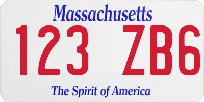 MA license plate 123ZB6