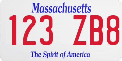MA license plate 123ZB8