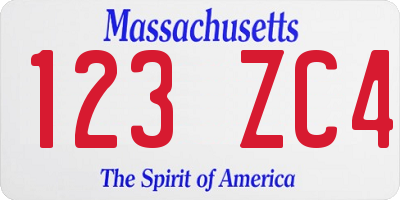 MA license plate 123ZC4