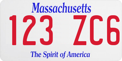 MA license plate 123ZC6