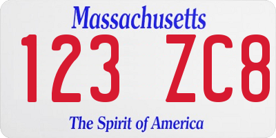 MA license plate 123ZC8