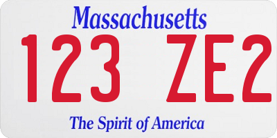 MA license plate 123ZE2