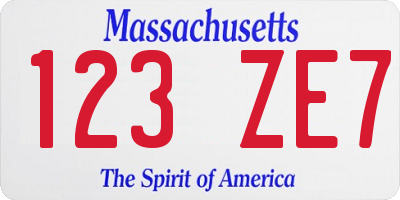 MA license plate 123ZE7