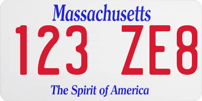 MA license plate 123ZE8