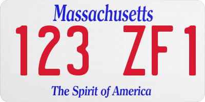 MA license plate 123ZF1