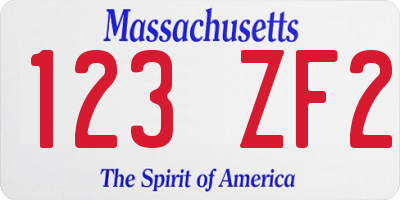 MA license plate 123ZF2