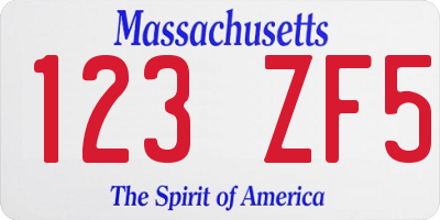 MA license plate 123ZF5