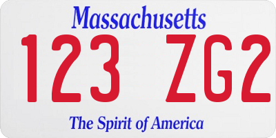 MA license plate 123ZG2