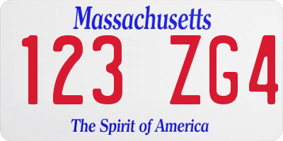 MA license plate 123ZG4