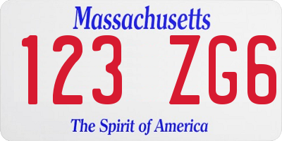 MA license plate 123ZG6