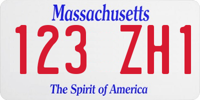 MA license plate 123ZH1