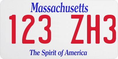 MA license plate 123ZH3