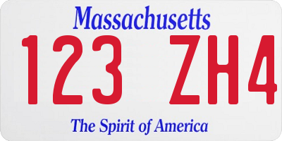 MA license plate 123ZH4