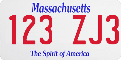 MA license plate 123ZJ3