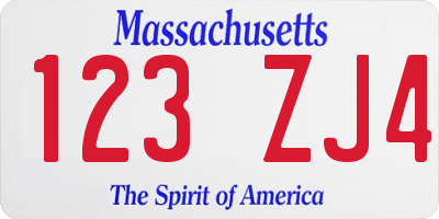 MA license plate 123ZJ4