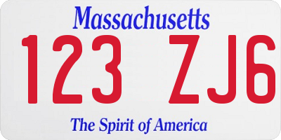 MA license plate 123ZJ6