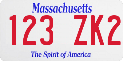 MA license plate 123ZK2