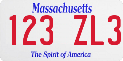 MA license plate 123ZL3