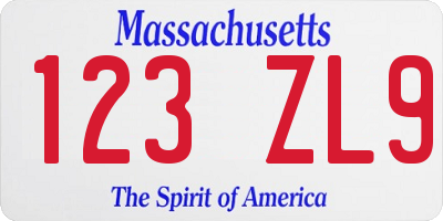 MA license plate 123ZL9