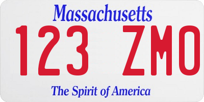 MA license plate 123ZM0