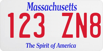 MA license plate 123ZN8