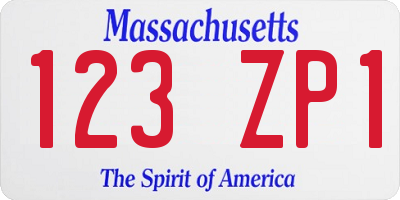 MA license plate 123ZP1
