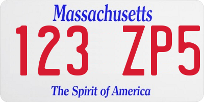 MA license plate 123ZP5