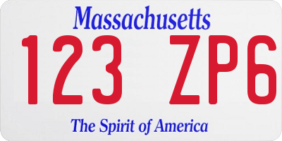 MA license plate 123ZP6