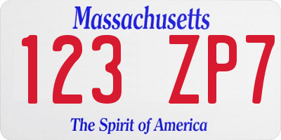 MA license plate 123ZP7
