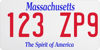 MA license plate 123ZP9