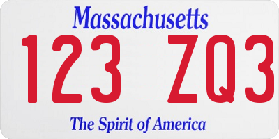 MA license plate 123ZQ3