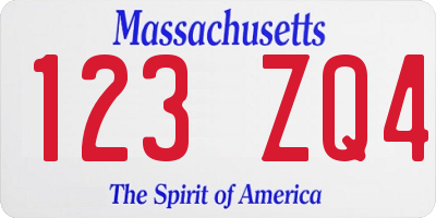 MA license plate 123ZQ4