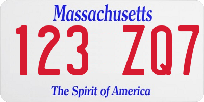 MA license plate 123ZQ7