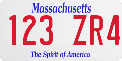 MA license plate 123ZR4