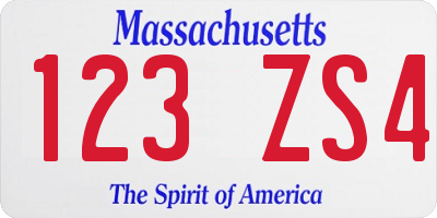 MA license plate 123ZS4