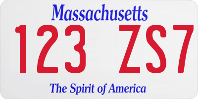 MA license plate 123ZS7