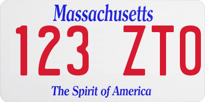 MA license plate 123ZT0