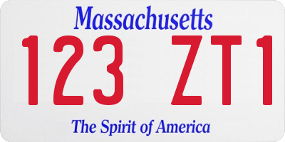 MA license plate 123ZT1