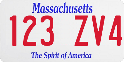 MA license plate 123ZV4