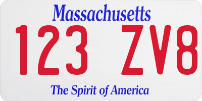 MA license plate 123ZV8
