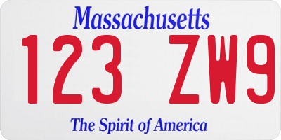MA license plate 123ZW9